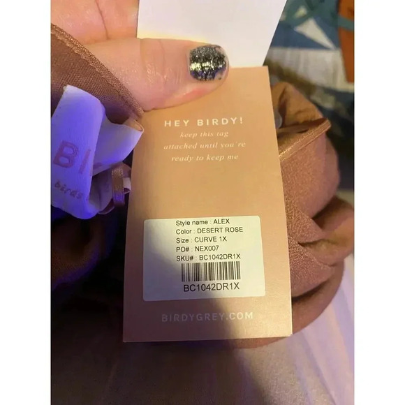 NWT Birdy Grey Alex Convertible Dress Square Neck Crepe Desert Rose Curve 1X - Picture 8 of 9
